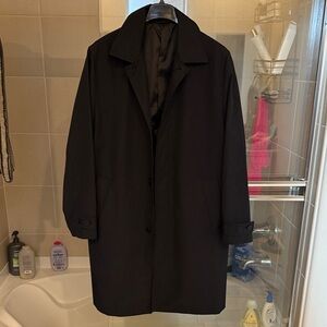 Men's H&M Black Overcoat - Classic Single-Breasted Rain Jacket